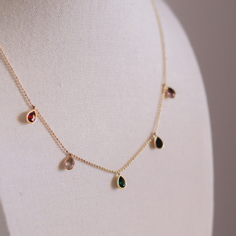 Colorful Zirconia Pendant Necklace