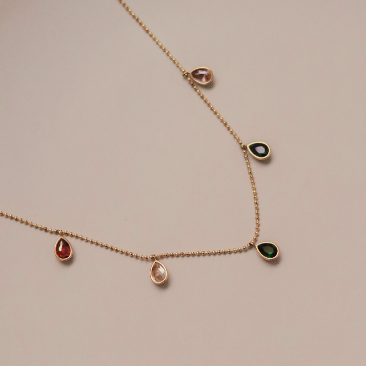 Colorful Zirconia Pendant Necklace